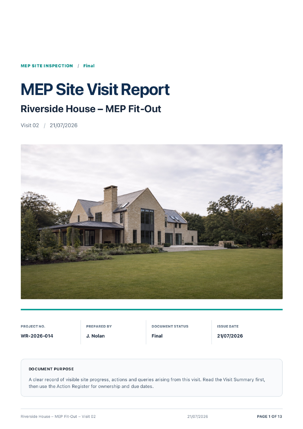 Riverside House report page 1